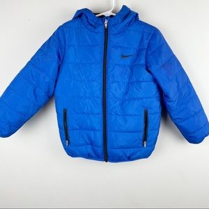 Boy's Nike Blue Puffer Coat with Hood Size 6